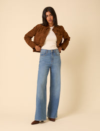 Mid Wash Stretch Soho Wide Leg Jeans