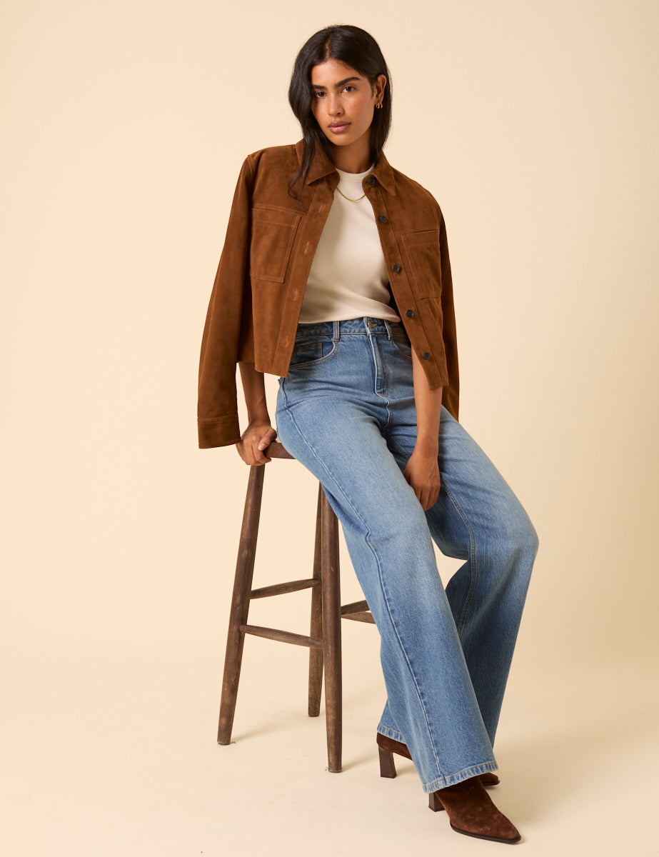 Mid Wash Stretch Soho Wide Leg Jeans