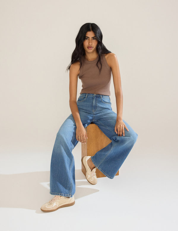 Blue High Rise Soho Wide Leg Jeans