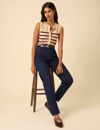 Dark Blue High Rise Putney Barrel Leg Jeans