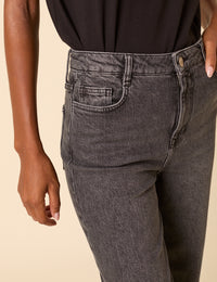 Washed Black Mid Rise Camden Tapered Jeans