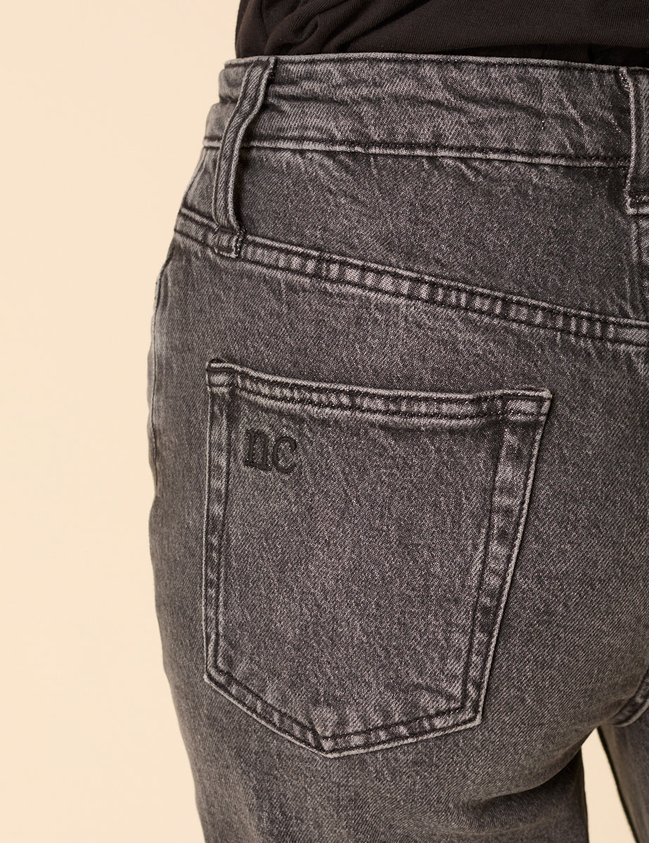 Washed Black Mid Rise Camden Tapered Jeans
