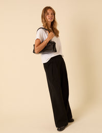 Black Pleated High-Waisted Trousers