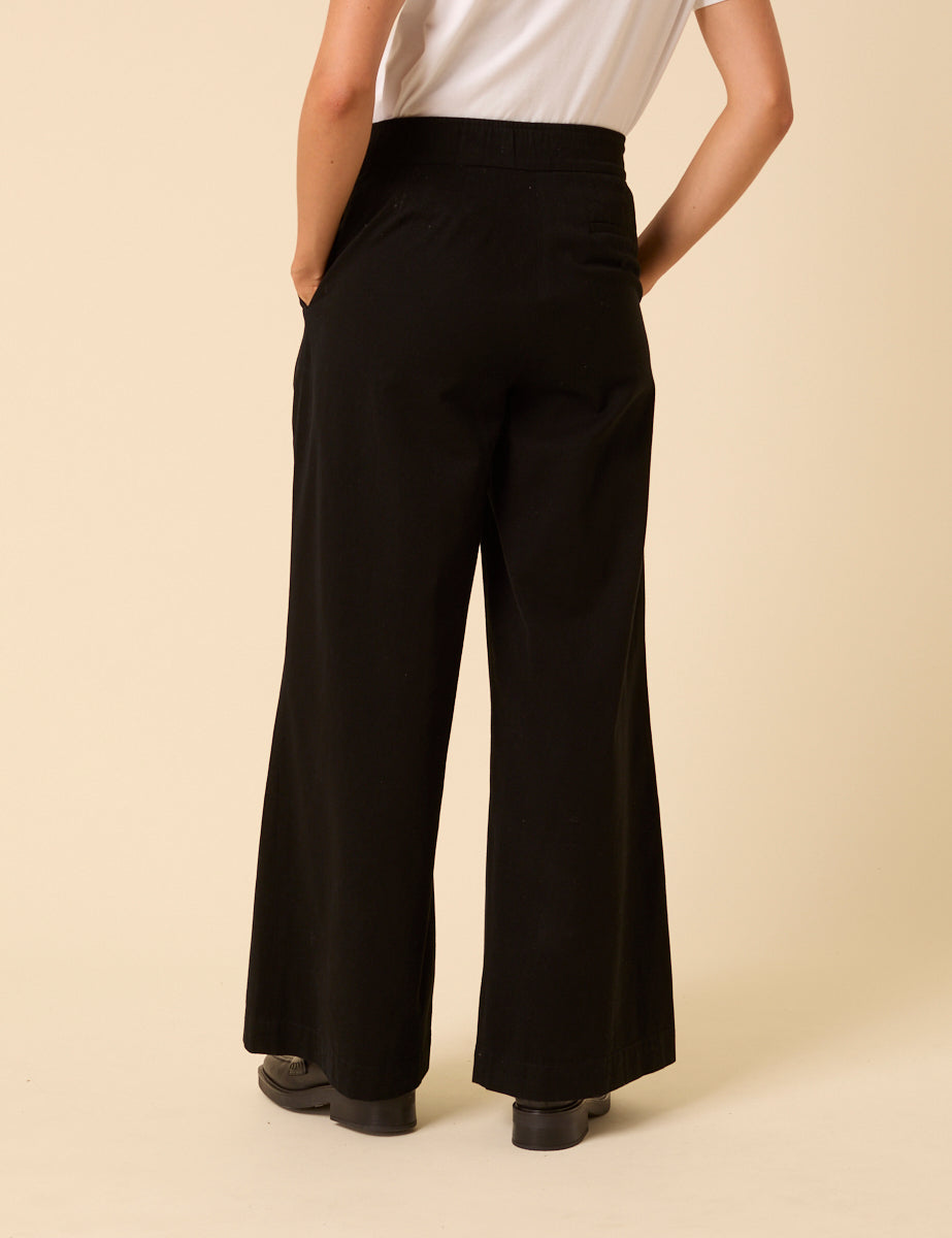 Black Pleated High-Waisted Trousers