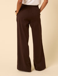 Brown Pleated Wide Leg Trousers