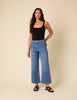 Blue Denim Cropped Wide Leg Jeans