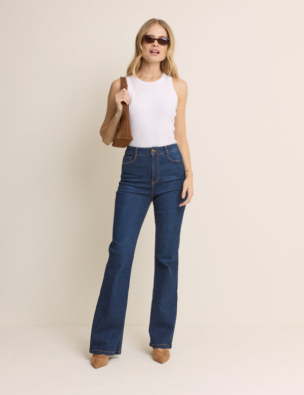 Dark Blue High Rise Mayfair Bootcut Jeans