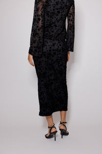 Black Floral Jacquard Maxi Skirt