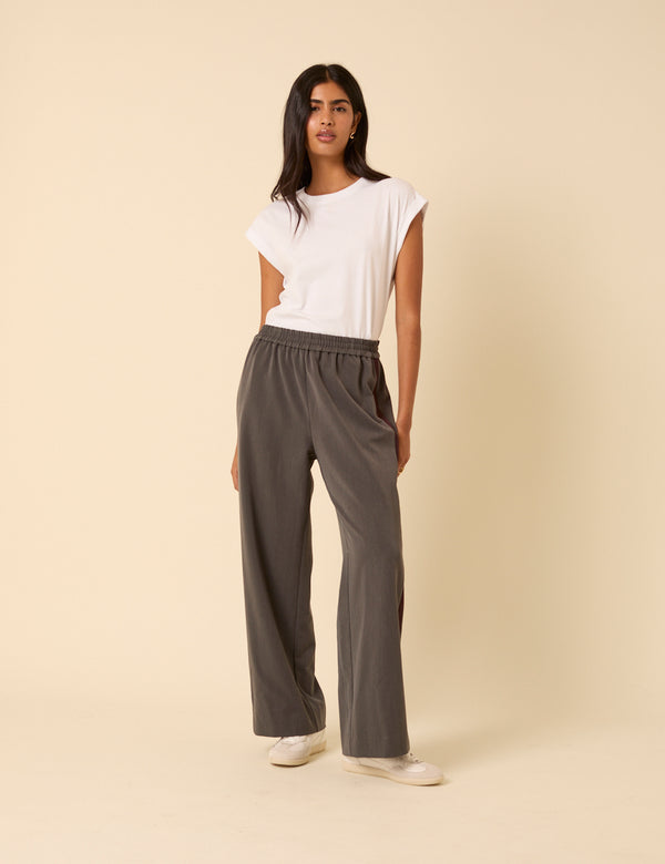 Grey Side Striped Relaxed Trousers