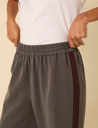 Grey Side Striped Relaxed Trousers