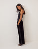 Black Velvet Contrast Satin Side Striped Trousers