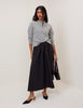 Black A-line Midi Skirt