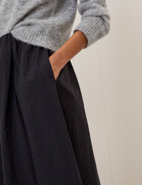 Black A-line Midi Skirt