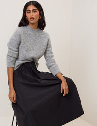 Black A-line Midi Skirt