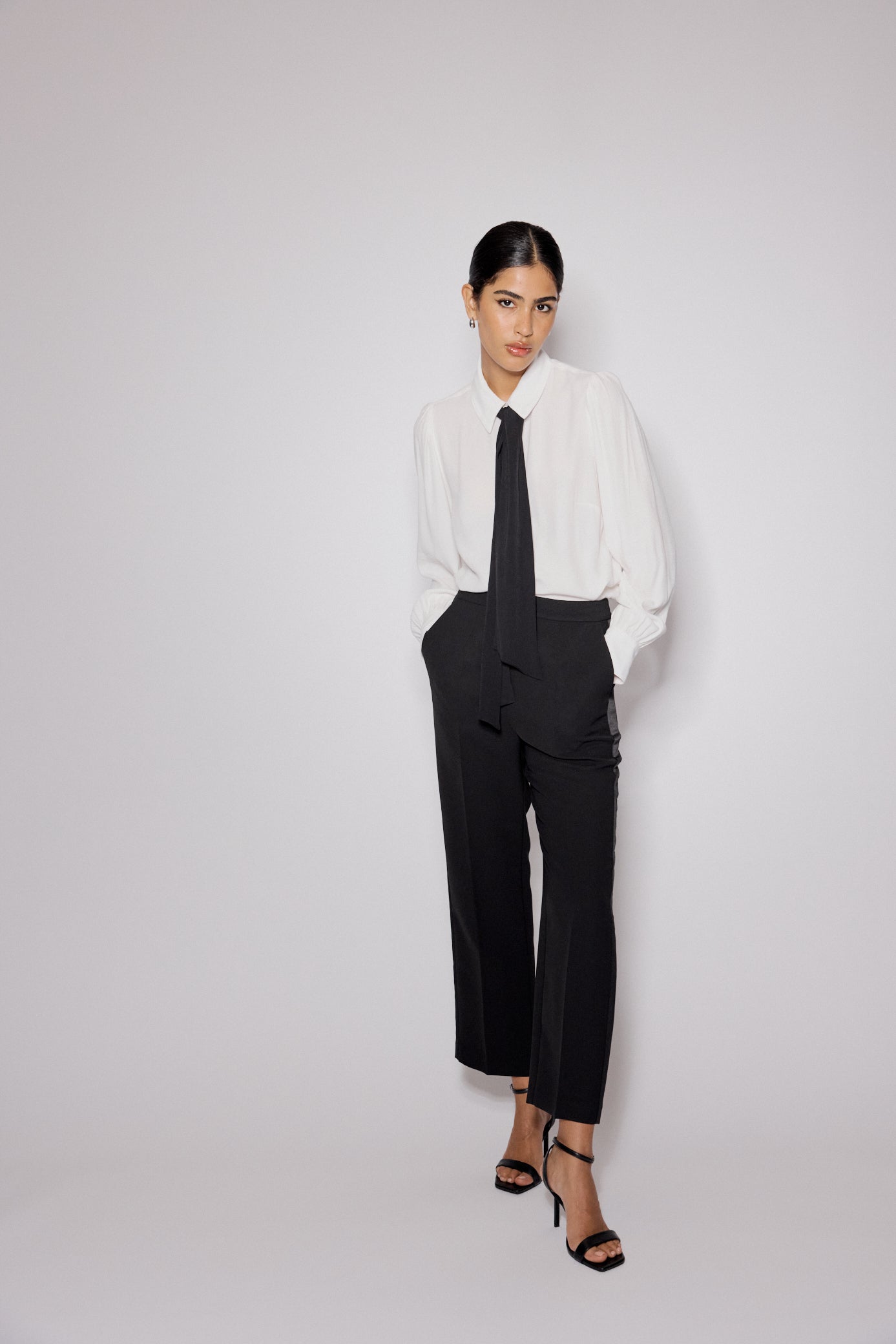 Black Tuxedo Cigarette Trousers
