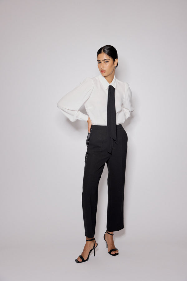 Black Tuxedo Cigarette Trousers