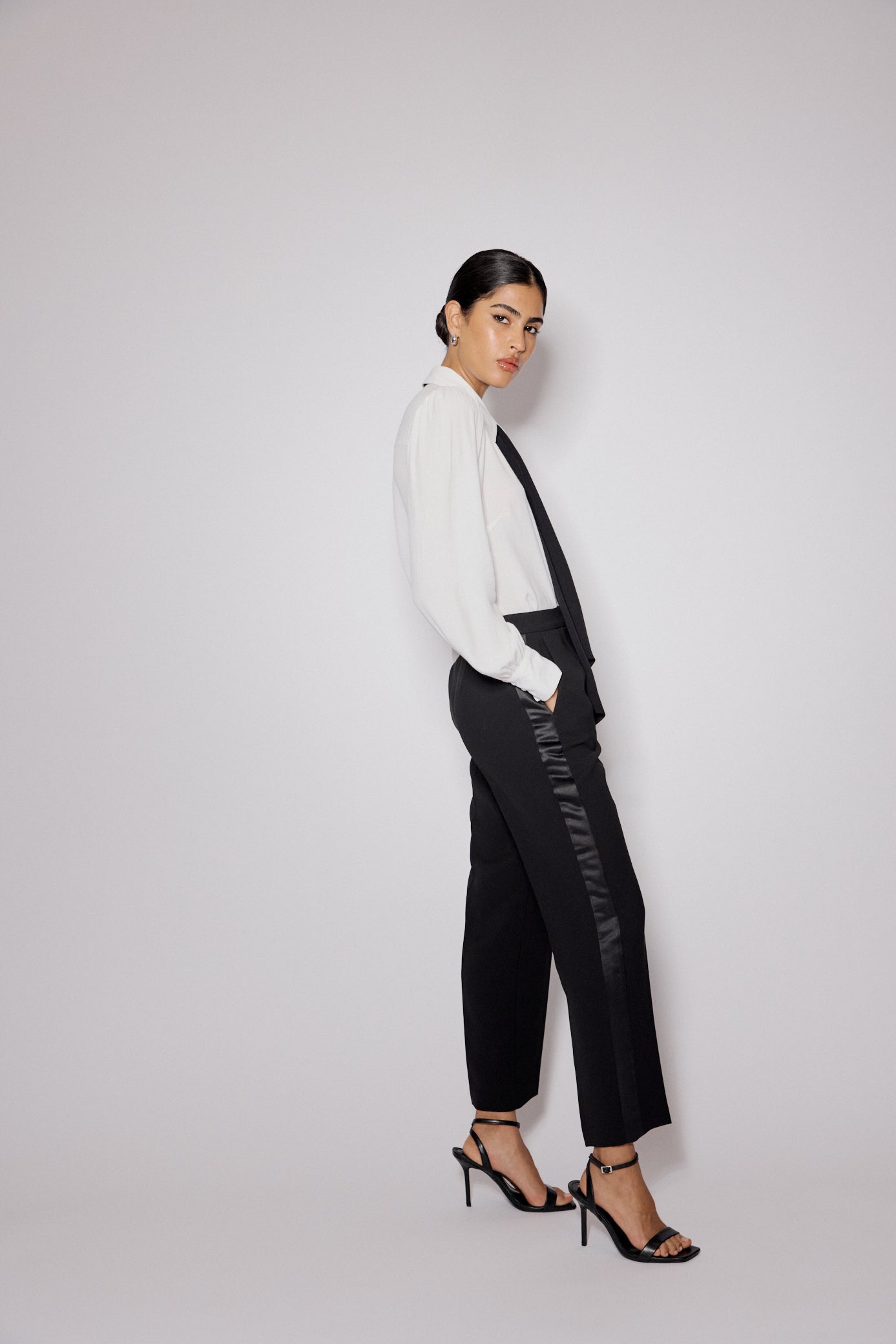Black Tuxedo Cigarette Trousers