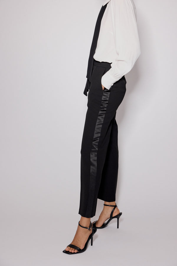Black Tuxedo Cigarette Trousers