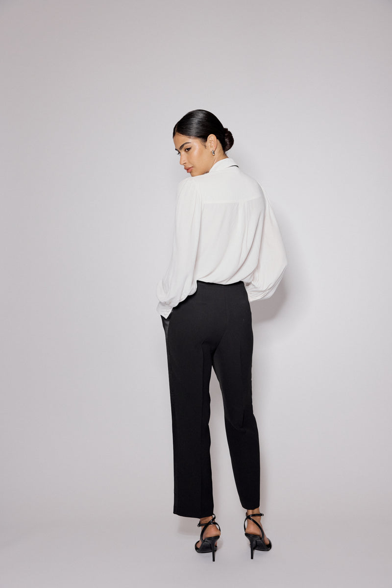 Black Tuxedo Cigarette Trousers