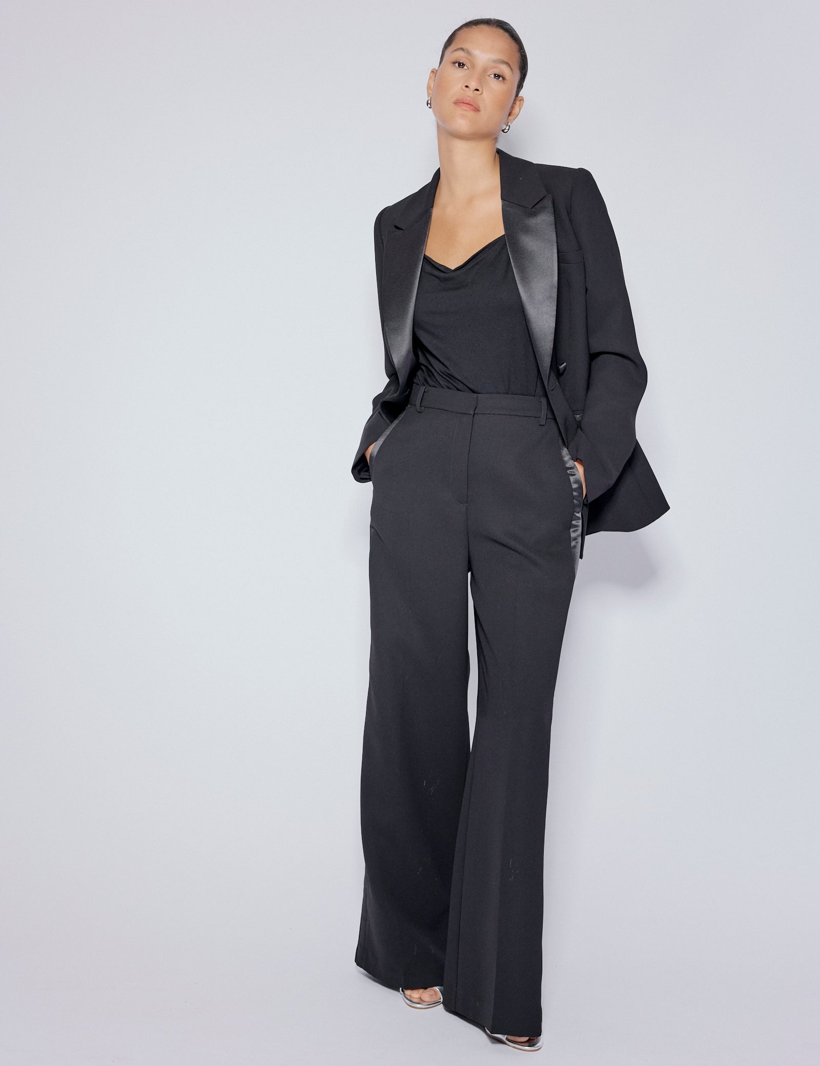 Black Tuxedo Wide Leg Suit Trousers Black Tuxedo Wide Leg Suit Trousers