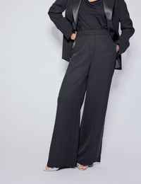 Black Tuxedo Wide Leg Suit Trousers