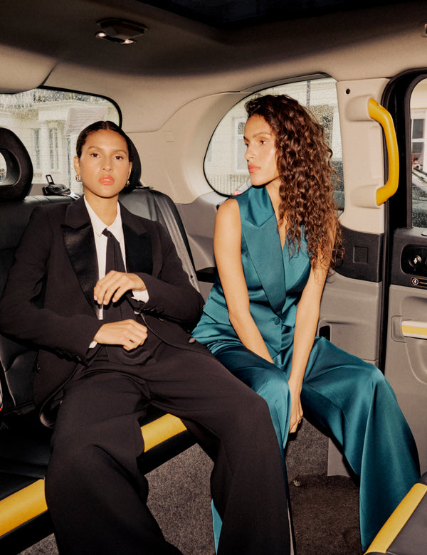 Turquoise Satin Tailored Trousers