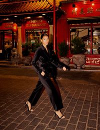 Black High Waisted Velvet Trousers