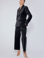 Black High Waisted Velvet Trousers