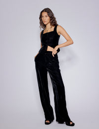 Black Velvet Straight Leg Trousers