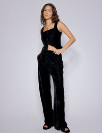 Black Velvet Straight Leg Trousers
