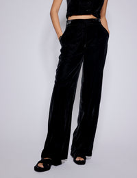 Black Velvet Straight Leg Trousers