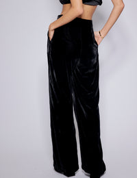 Black Velvet Straight Leg Trousers