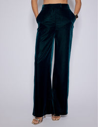 Green Velvet Straight Leg Trousers