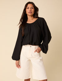 White Denim A-Line Bermuda Shorts