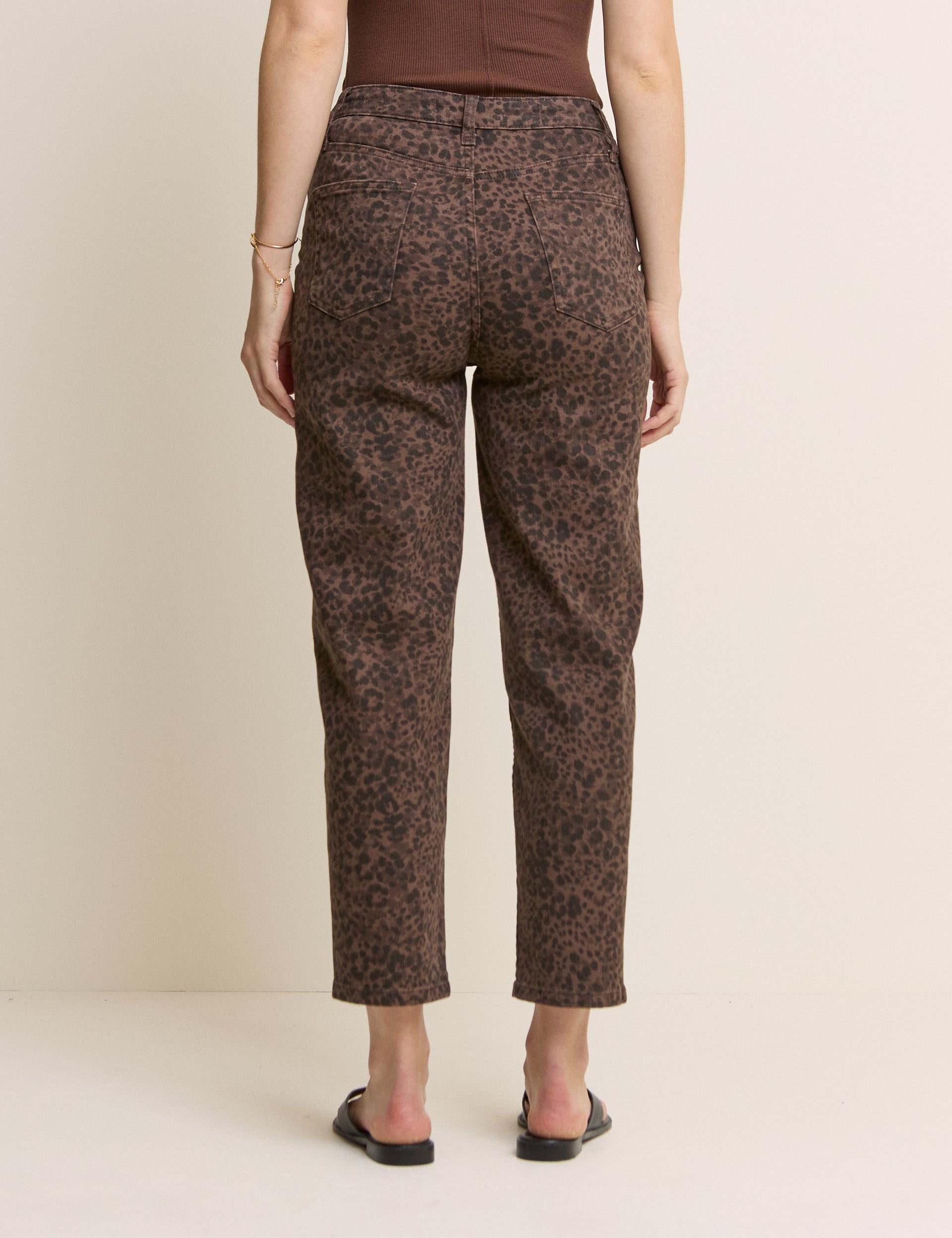 Leopard Print Mid Rise Camden Tapered Jeans