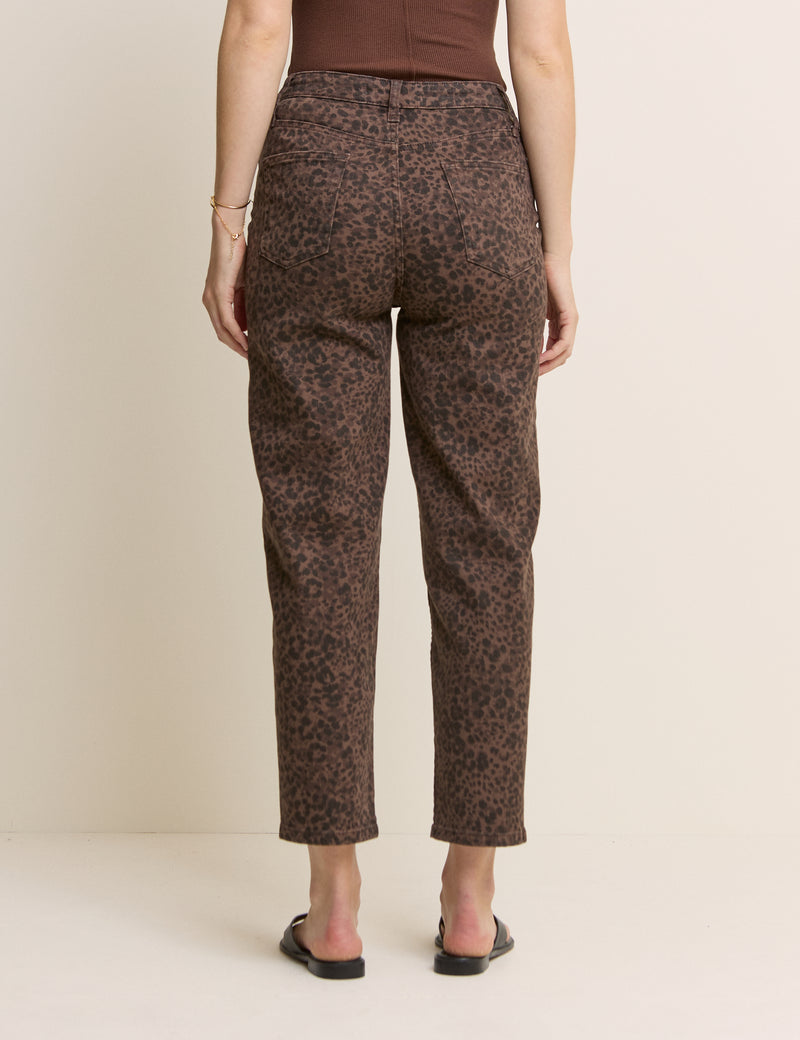 Leopard Print Mid Rise Camden Tapered Jeans