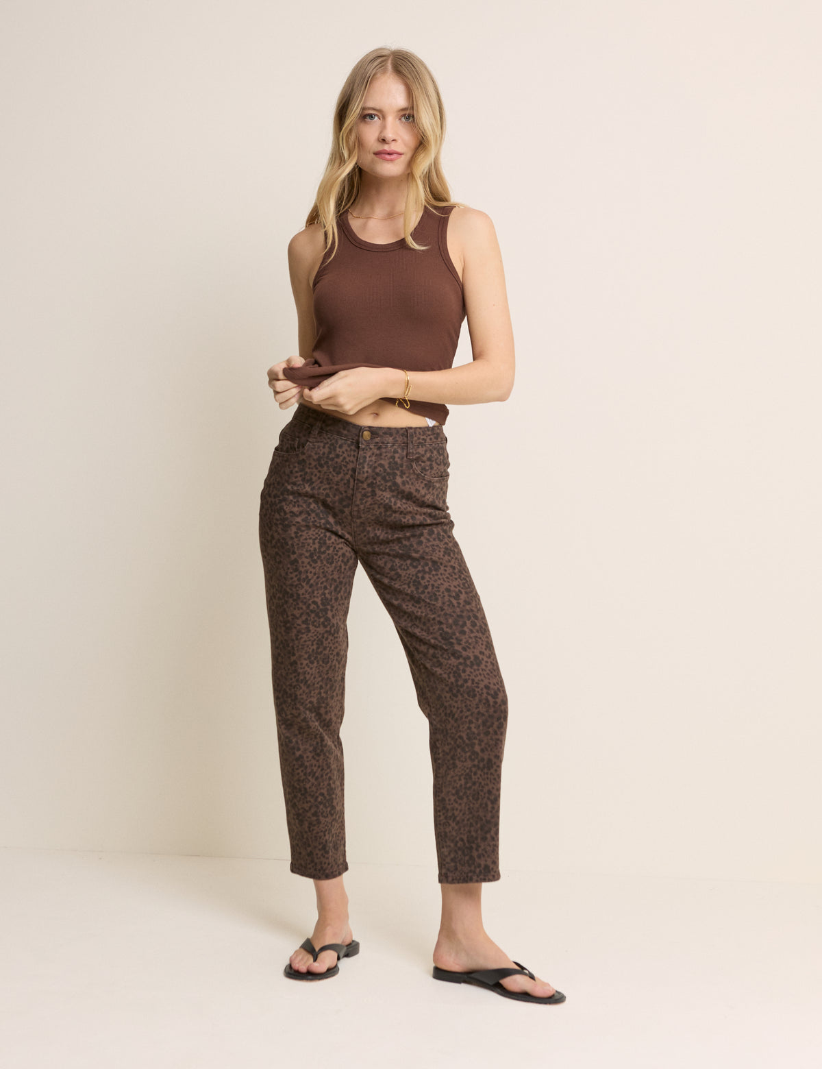 Leopard Print Mid Rise Camden Tapered Jeans