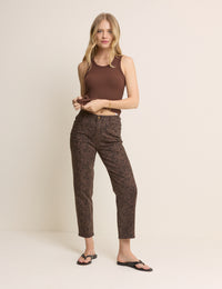 Leopard Print Mid Rise Camden Tapered Jeans
