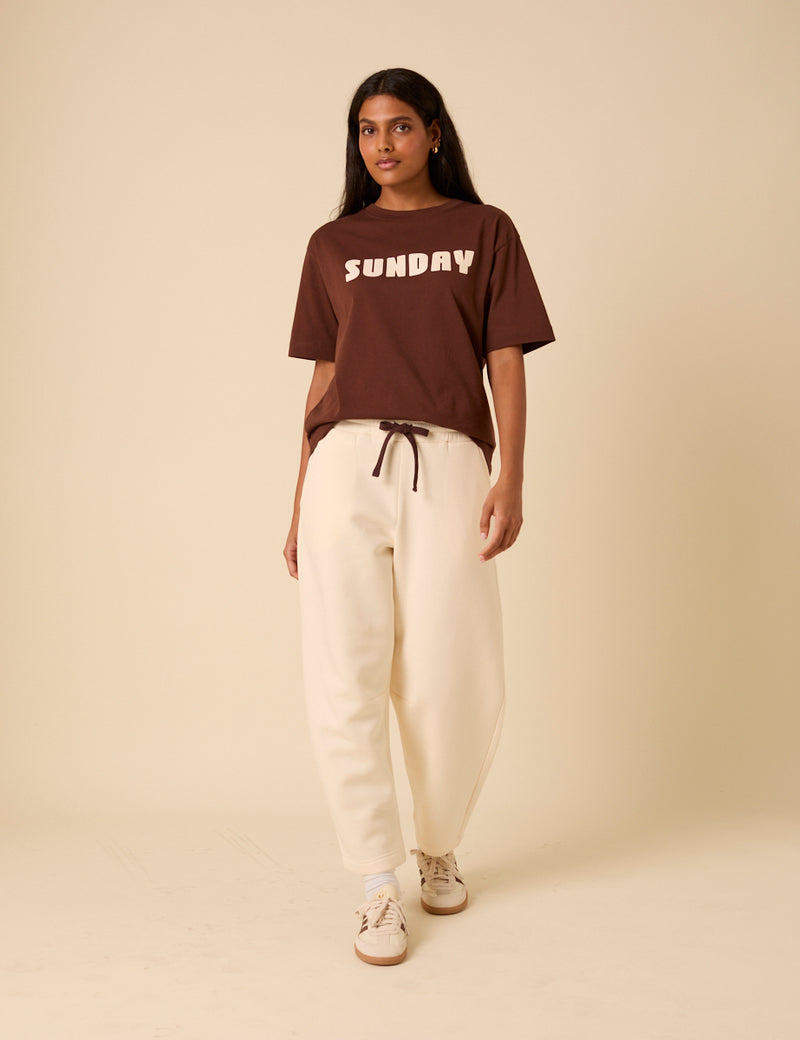 Cream Barrel Leg Joggers