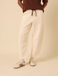 Cream Barrel Leg Joggers