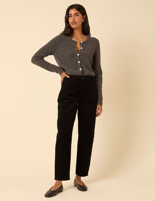 Black Cord Putney Barrel Leg Jeans