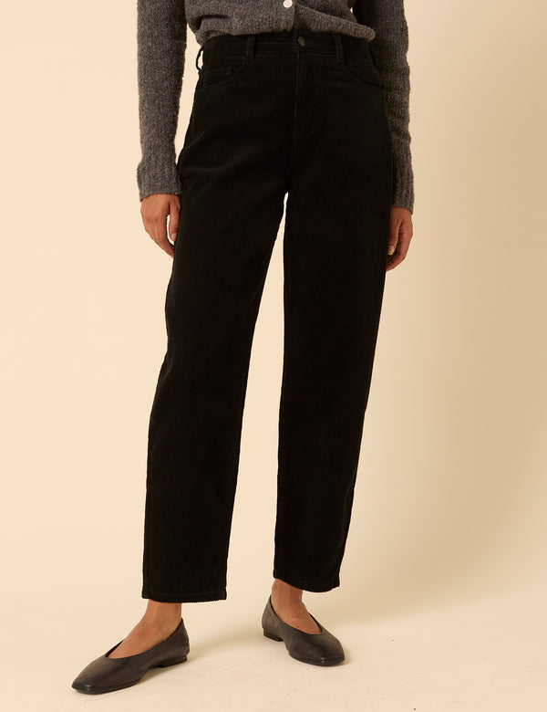 Black Cord Putney Barrel Leg Jeans
