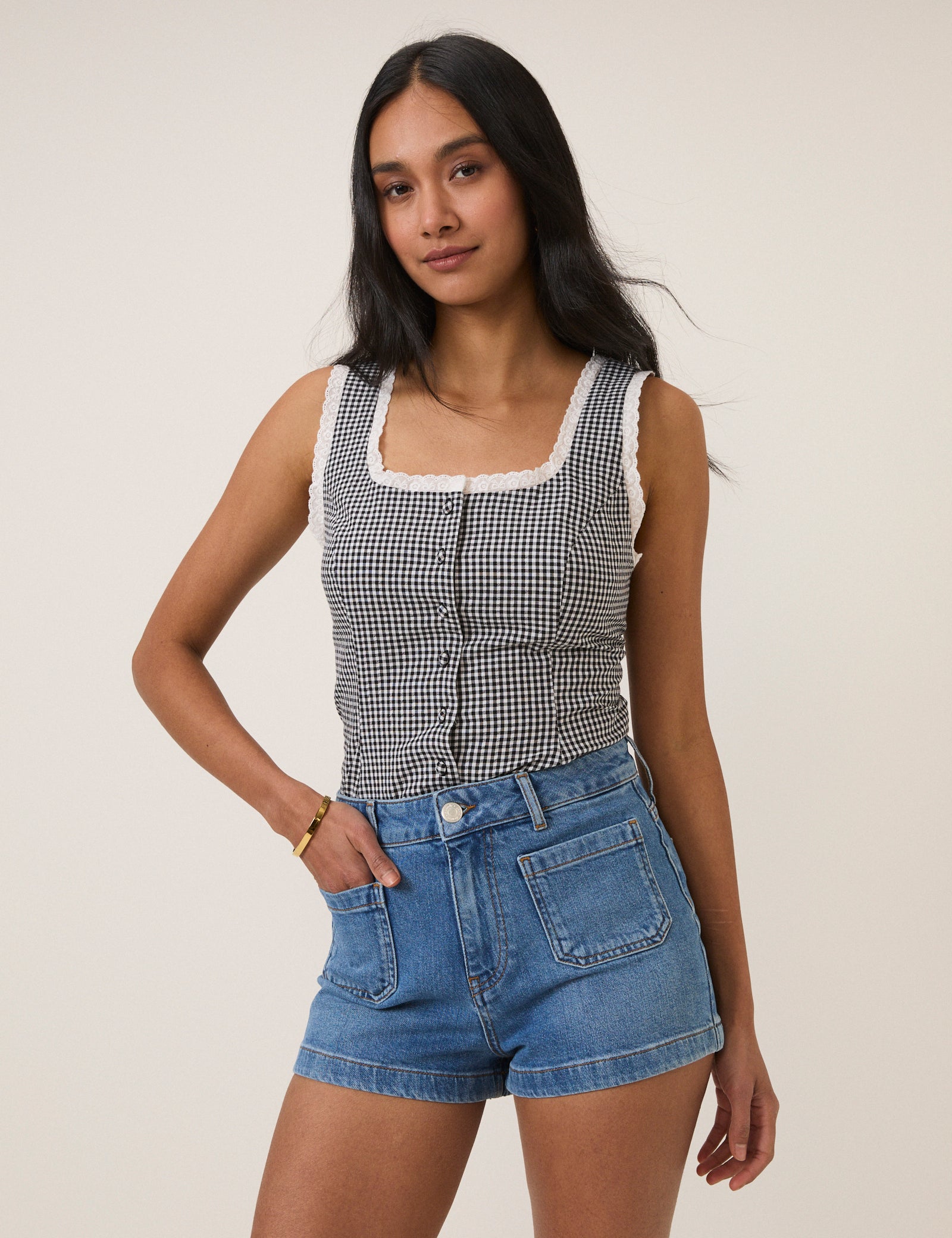 Blue Pocket Front Denim Shorts