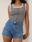 Blue Pocket Front Denim Shorts