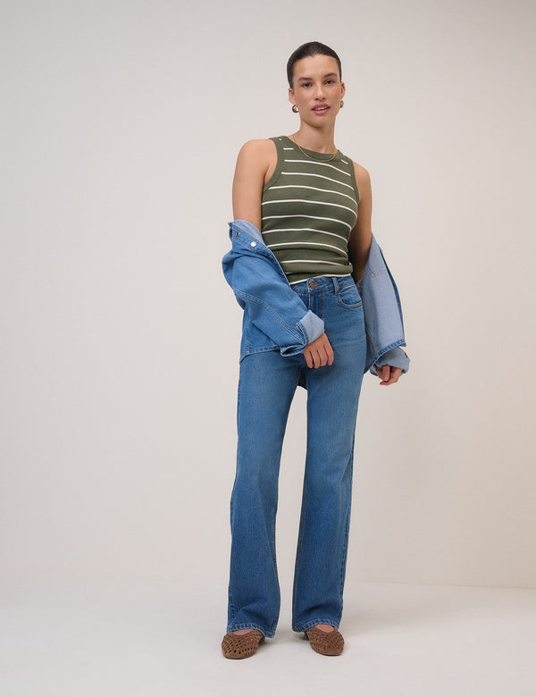 Blue High Rise Kingston Straight Leg Jeans