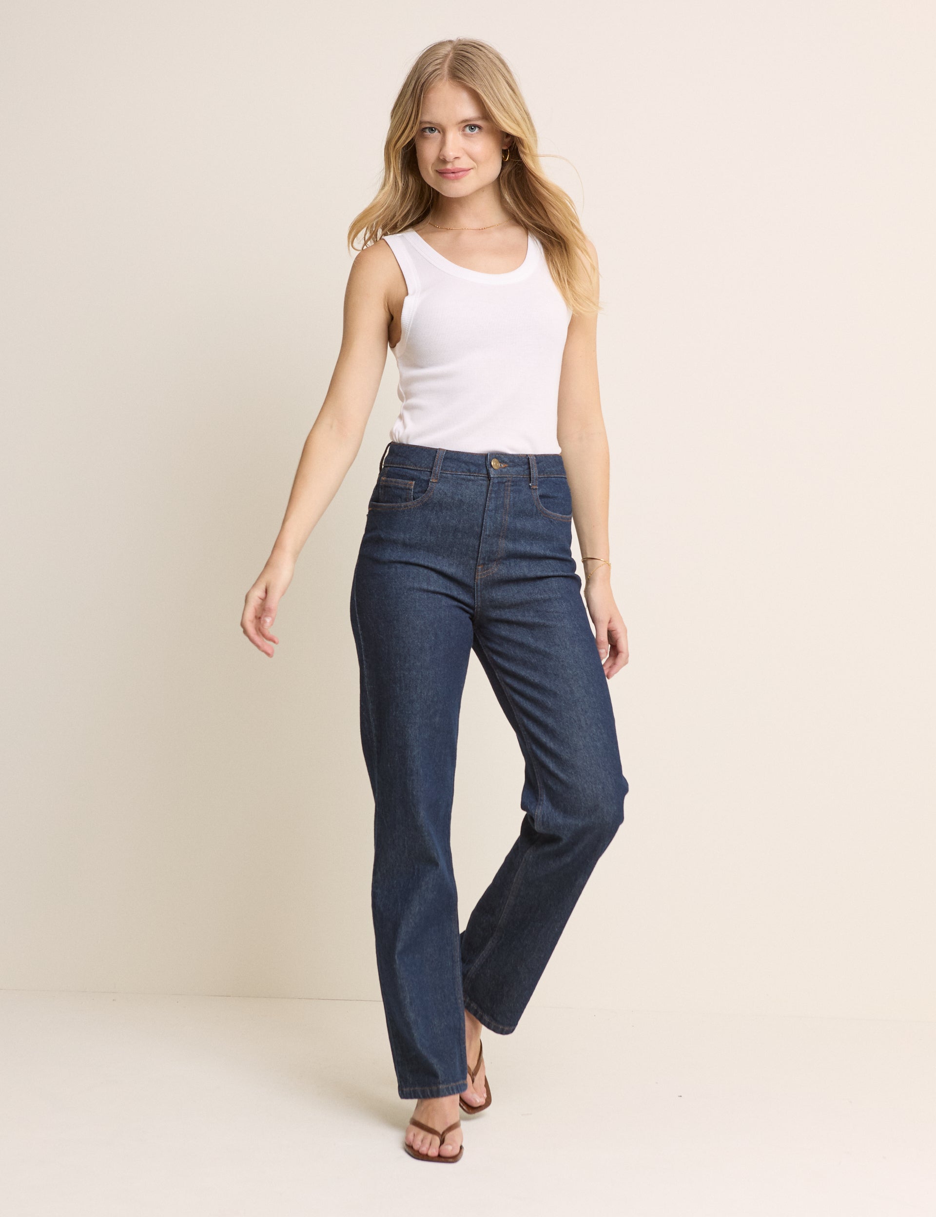 Dark Blue High Rise Kingston Straight Leg Jeans