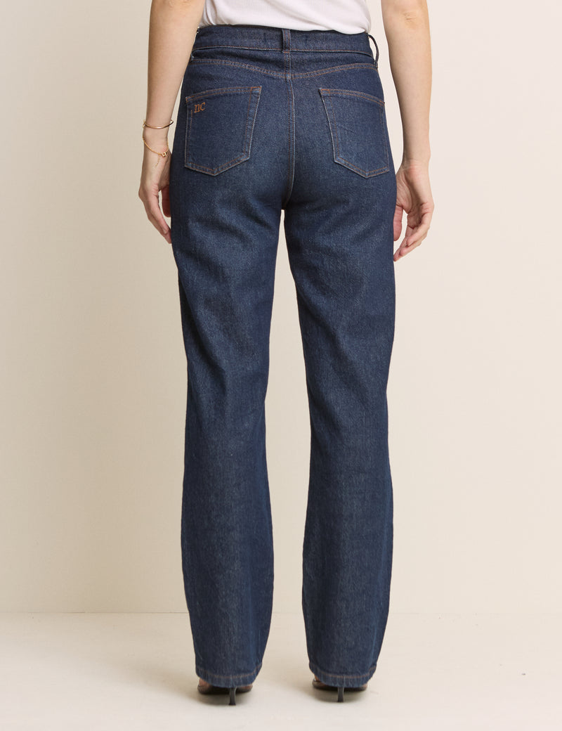 Dark Blue High Rise Kingston Straight Leg Jeans
