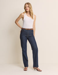 Dark Blue High Rise Kingston Straight Leg Jeans