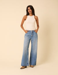 Light Blue Low Rise Wide Leg Jeans