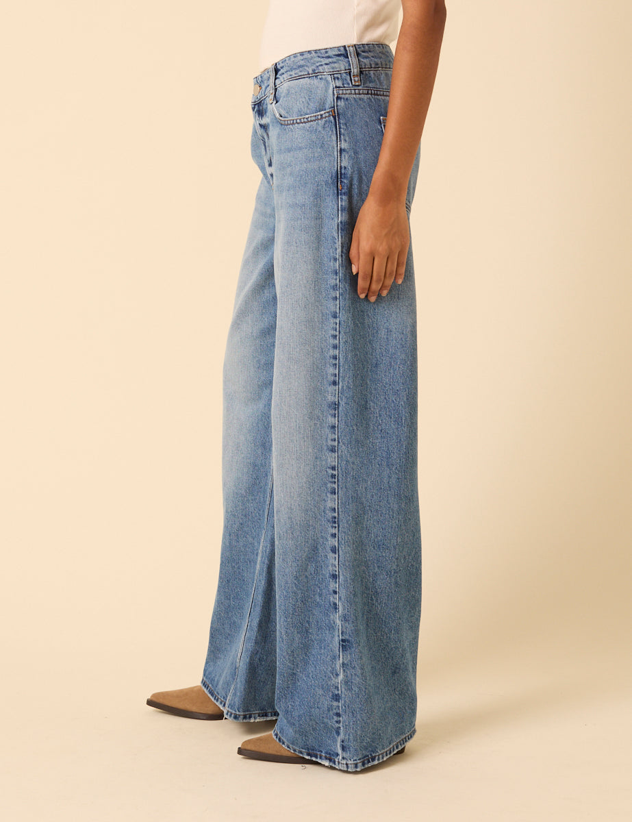 Light Blue Low Rise Wide Leg Jeans